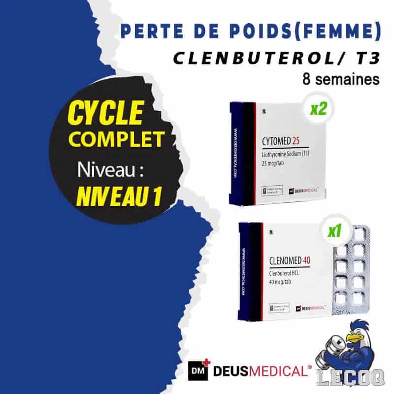 50- CLENBUTEROL / T3 – 8 SEMAINES (CYCLE DE PERTE DE POIDS POUR FEMME NIVEAU 1) DEUS MEDICAL